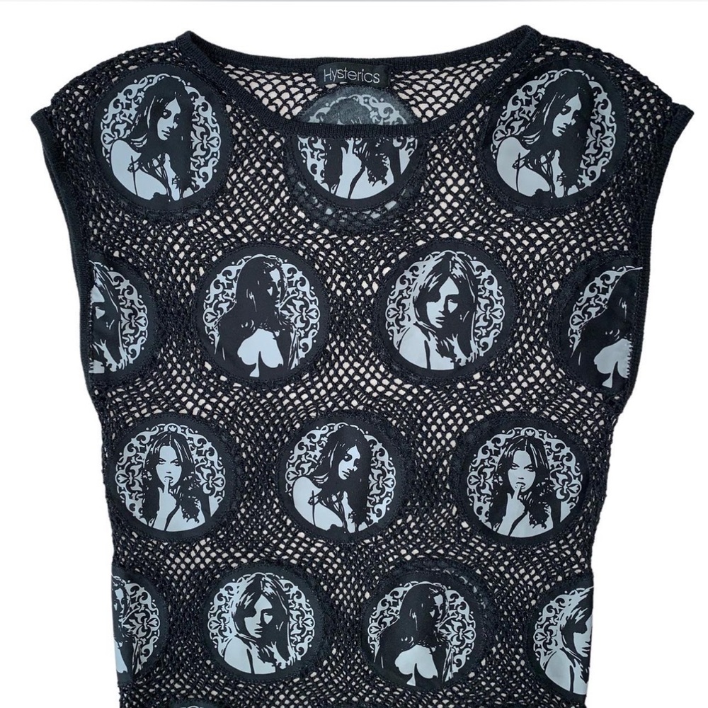 Vintage 90s HYSTERIC GLAMOUR Knit pin-up girl tank/vest - Picture 4 of 4
